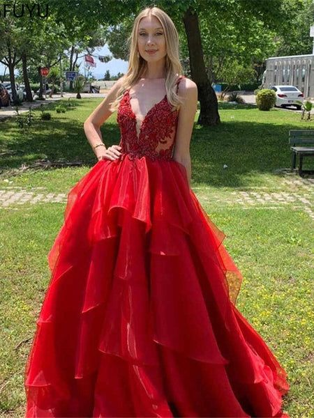 V Neck Open Back Red Lace Long Prom Dresses, Red Lace Formal Dresses, Red Evening Dresses cg26152