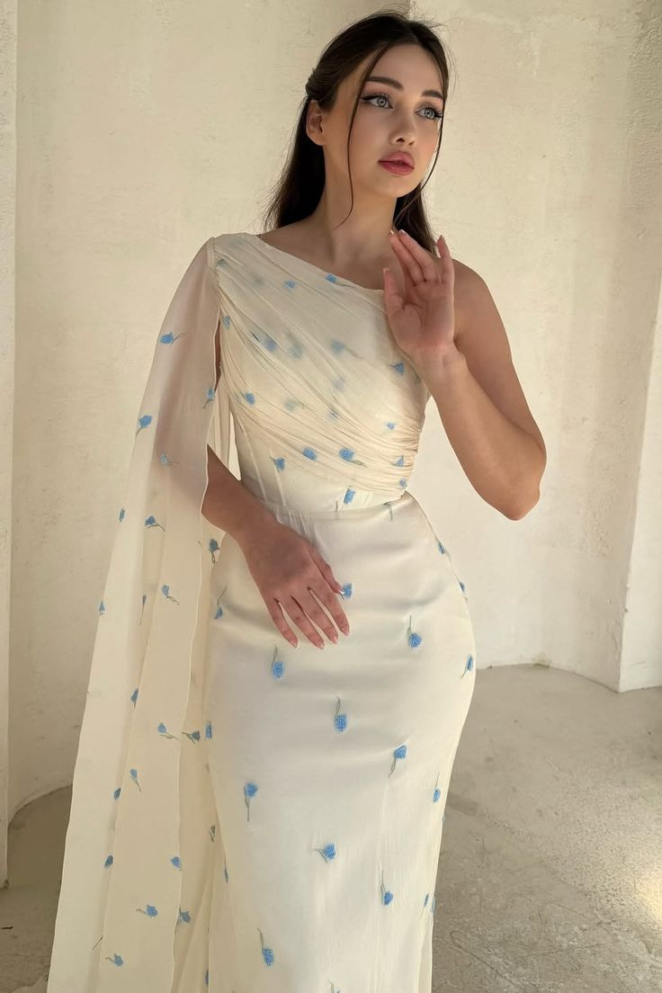 Blaues langes Ballkleid Abendkleid zum 21. Geburtstag cg26107