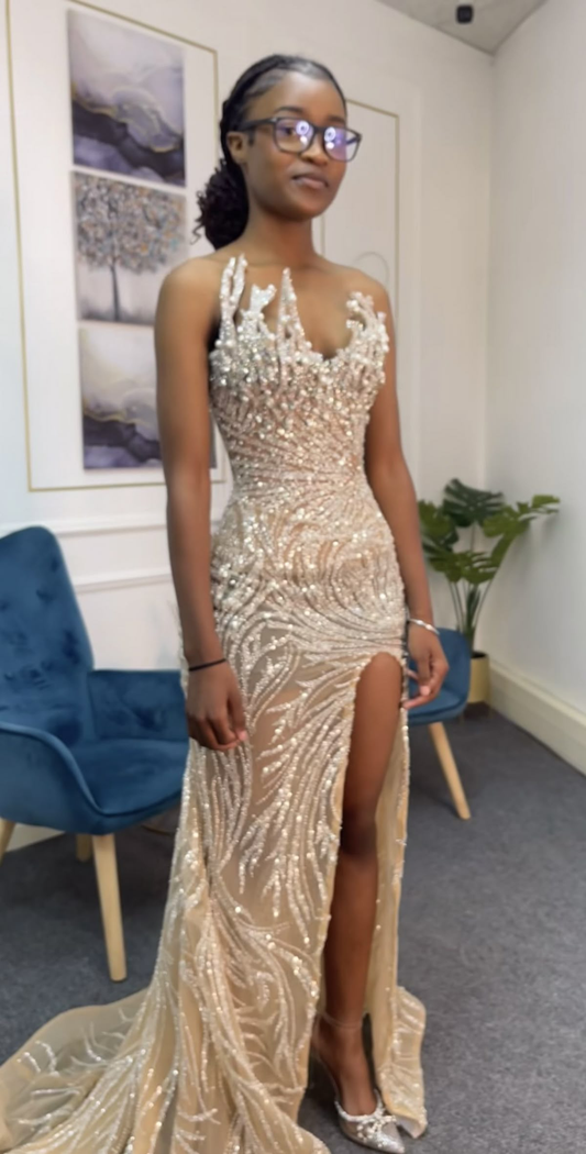 Blaues langes Ballkleid Abendkleid zum 21. Geburtstag cg26107