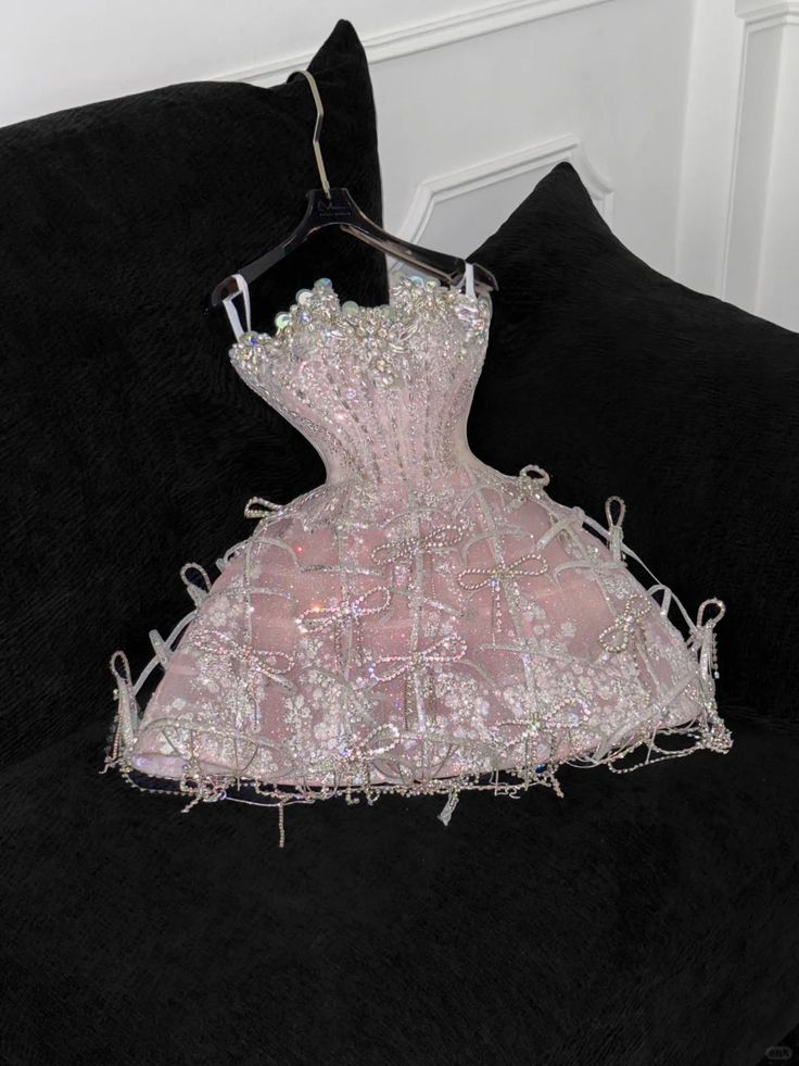 Pink Bow A Line Strapless Silver Sequin Beaded Tulle Homecoming Dress Party Dress cg26109