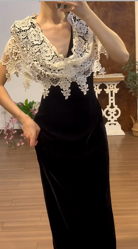 Mermaid Black Prom Party Dress Vintage Evening Gowns cg26366