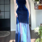Blaues langes Ballkleid Abendkleid zum 21. Geburtstag cg26107