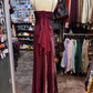Spaghetti Straps Burgundy Vintage Prom Party Dress Evening Dress cg26349