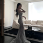 Silver Mermaid Sequins Prom Party Dress Shiny Sexy Birthday Dress cg26374