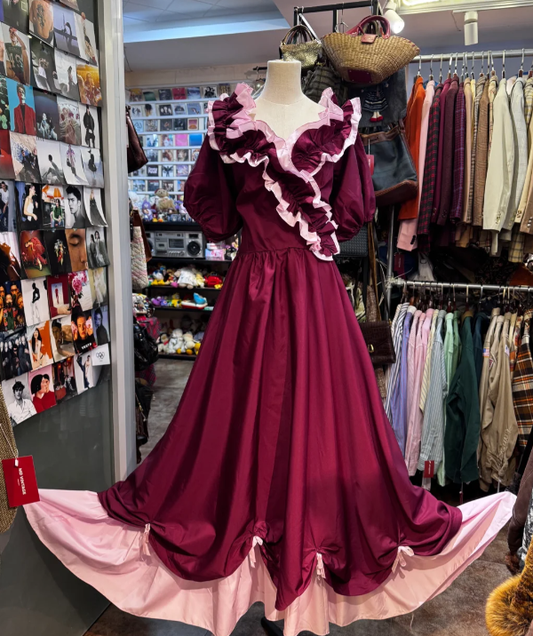 A Line Burgundy Prom Party Dress Vintage Princess Dress cg26353