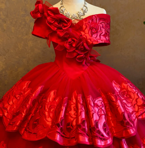 Off The Shoulder Red Ball Gown Sweet 16 Birthday Dress Quinceanera Dresses cg26334
