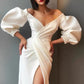 Ballkleider V-Ausschnitt Wadenlang A-Linien-Partykleid für Damen cg19879