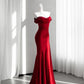 Charming Satin Prom Dress Red Mermaid Evening Dress CY0003