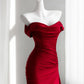 Charming Satin Prom Dress Red Mermaid Evening Dress CY0003