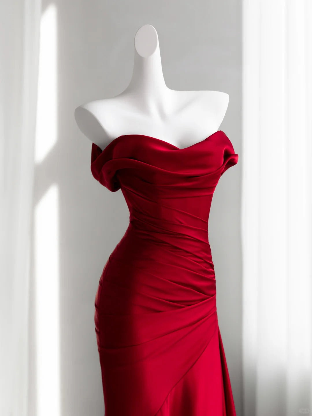 Charming Satin Prom Dress Red Mermaid Evening Dress CY0003