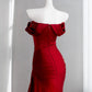 Charming Satin Prom Dress Red Mermaid Evening Dress CY0003