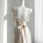 Timeless Ivory Satin Prom Dress Spaghetti Straps Pearls Sheath Evening Dress CY0004