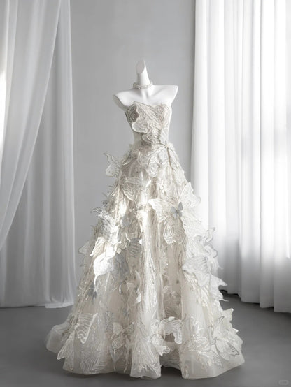 Dreamy Strapless Long Sweet 16 Dress Appliques Sequins A-Line Party Dress CY0005