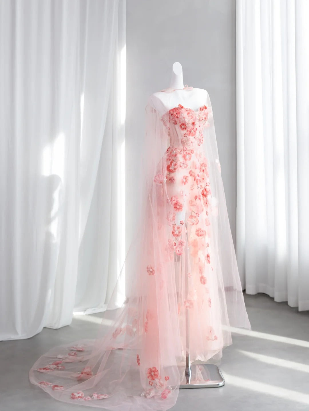 Sweet Pink Appliques Prom Dress Strapless Sequins A-Line Evening Dress CY0007