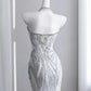 Ethereal Strapless Light Blue Prom Dress Beading Sequins Mermaid Evening Dress CY0008