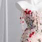 Dopamine Style Floral Pink Prom Dress Appliques Spaghetti Straps Mermaid Evening Dress CY0009