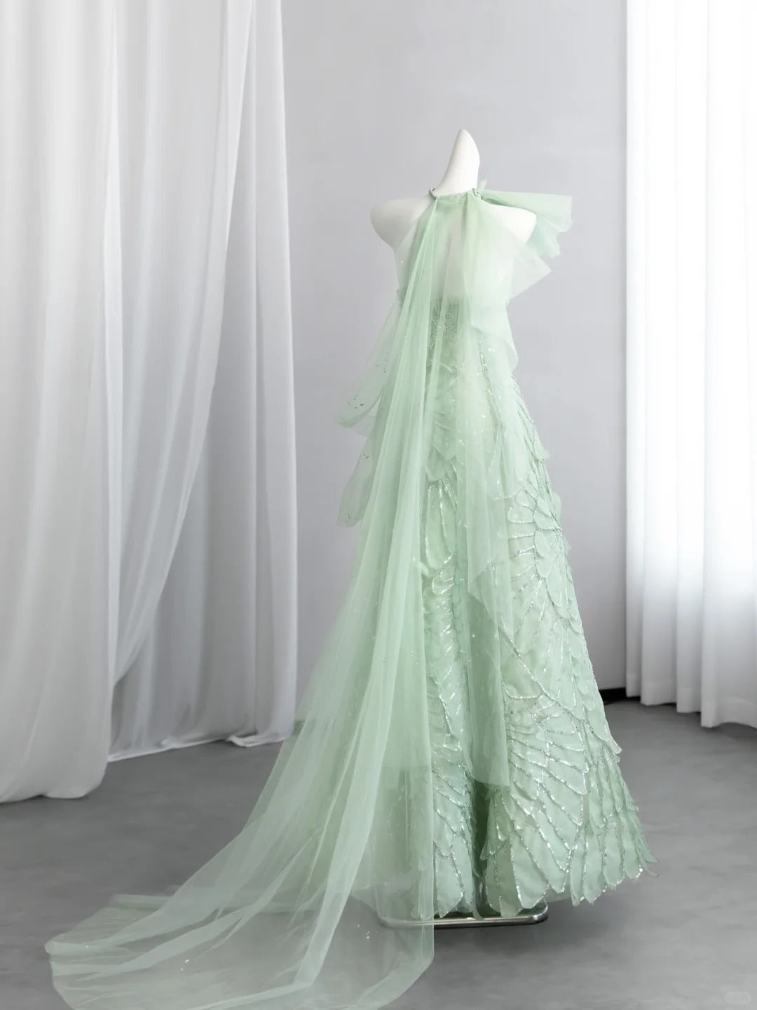 Vibrant Sequins Green Prom Dress Strapless A-Line Floral Evening Dress CY0012