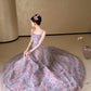 Lavendelfarbenes Tüllkleid mit V-Ausschnitt und Lagen, langes Sweet 16-Kleid, hellviolettes Ballkleid, Partykleid cg19681