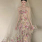 Popular Strapless Sequins Floral Prom Dress Appliques Mermaid Evening Dress CY0035
