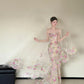 Popular Strapless Sequins Floral Prom Dress Appliques Mermaid Evening Dress CY0035