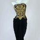 Fancy Strapless Black Prom Dress Ruched Appliques Sheath Evening Dress CY0043