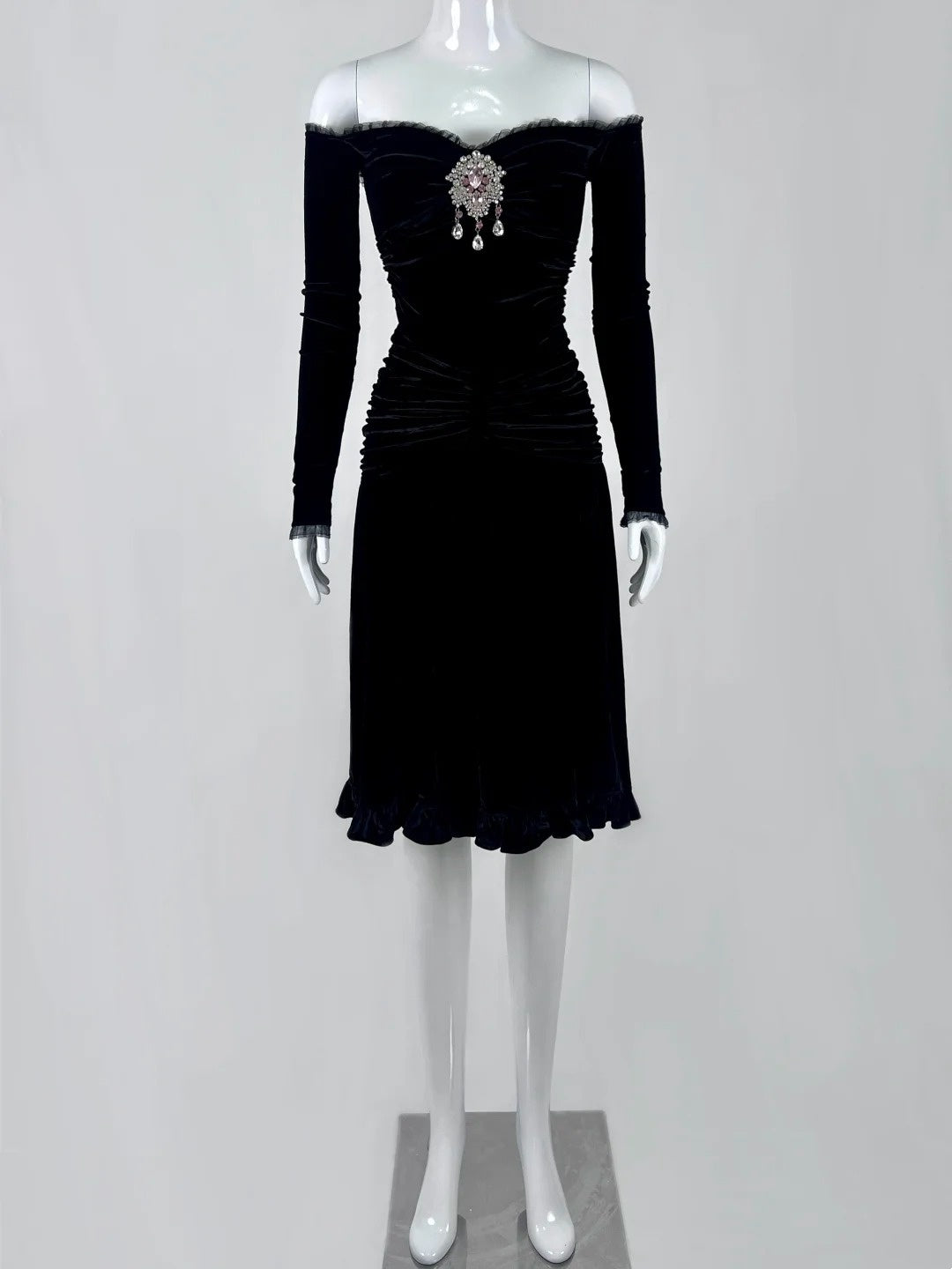 Glitzerndes Etuikleid mit schulterfreiem Pailletten-Minikleid, Partykleid, Heimkehrkleid, cg18402