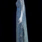 Sweet V Neck Long Sleeve Blue Prom Dress Sequins Tulle A-Line Evening Dress CY0055