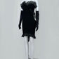 Gothic Strapless Sheath Black Homecoming Dress With Sleeve Bow Ruffles Sheath Short Dress CY0056