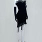 Gothic Strapless Sheath Black Homecoming Dress With Sleeve Bow Ruffles Sheath Short Dress CY0056