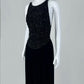 Elegant Jewel Neck Sheath Prom Dress Black Sequins Backless Evening Dress CY0057