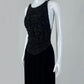 Elegant Jewel Neck Sheath Prom Dress Black Sequins Backless Evening Dress CY0057