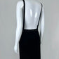 Elegant Jewel Neck Sheath Prom Dress Black Sequins Backless Evening Dress CY0057