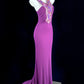 Enticing Halter Neck Purple Prom Dress Appliques Beads Mermaid Evening Dress CY0062