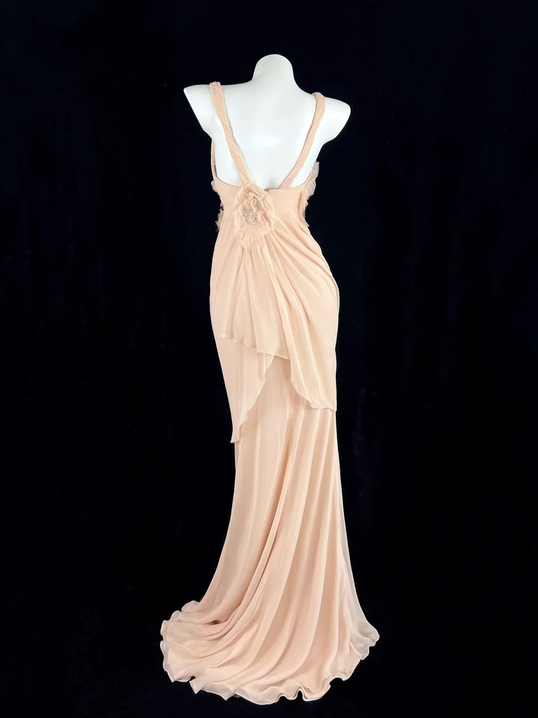 Brilliant Spaghetti Straps Apricot Prom Dress Sequins Ruffled Mermaid Evening Dress CY0071