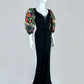 Boho-Style Sweetheart Neck Black Prom Dress Long Sleeve Bodice Mermaid Evening Dress CY0074
