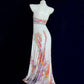 Cozy Strapless Printed Prom Dress Sequins Beaded A-Line Evening Dress CY0079