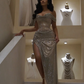 Off the Shoulder Sleeveless Long Mermaid Prom Dress With Split cg26125