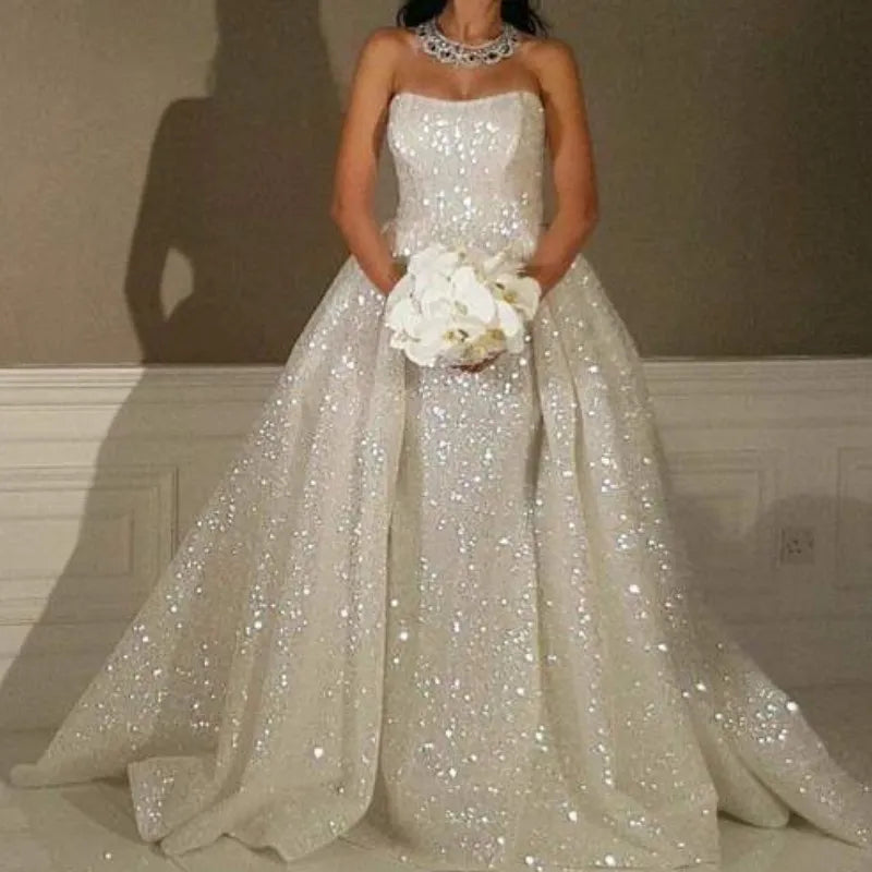 Prom Dresses Sequin White Wedding Dresses, Beautiful Bridal Gowns     cg20978