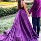 Purple Prom Dresses, Long Split Prom Dress    cg17071