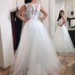 Lace V-neck Tulle Floor Length Prom Dresses Elegant Evening Gowns   cg14058