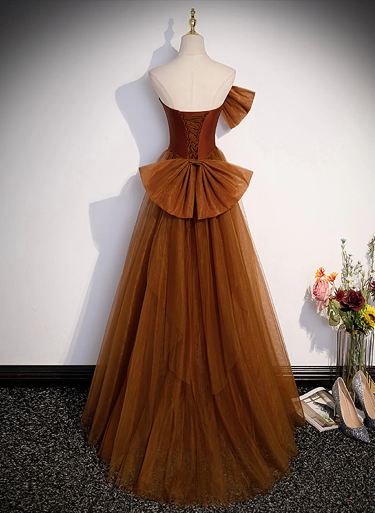 Brown Tulle and Satin Mermaid Long Party Dress, New Style Long Formal Dress Prom Dress      cg25058