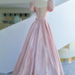 Pink Satin Long Prom Dress, A-Line Evening Dress with Bow     cg25017