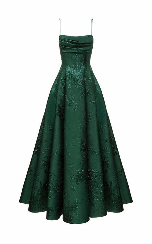 Emerald Green Spaghetti Straps Prom Dress A-line Evening Dress    cg24974