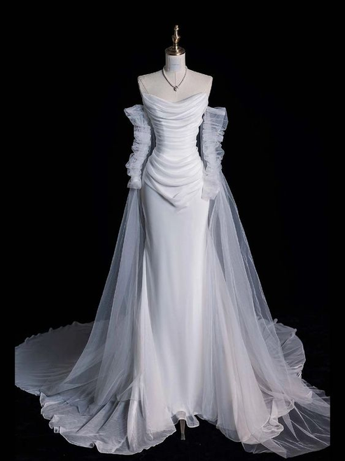 Luxury New Square Neck White Wedding Dress Women Mermaid Prom Dress Formal Gowns Bridal Gown c3436