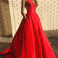 Red Long Prom Dresses,V-neck A-line Prom Dresses  cg6067