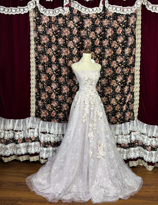 Strapless Lace Wedding Dress Tulle Formal Wedding Gown  cg26245