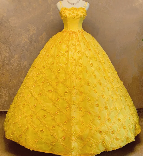 A Line Yellow Prom Party Dress Princess Dress Evening Dress cg26256