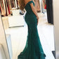 Purple lace mermaid evening dress off the shouler prom gowns with pearl beaded   cg14038