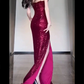 Sheath Spaghetti Straps Burgundy Sequin Long Evening Dress Prom Dresses Birthday Outfits cg26201