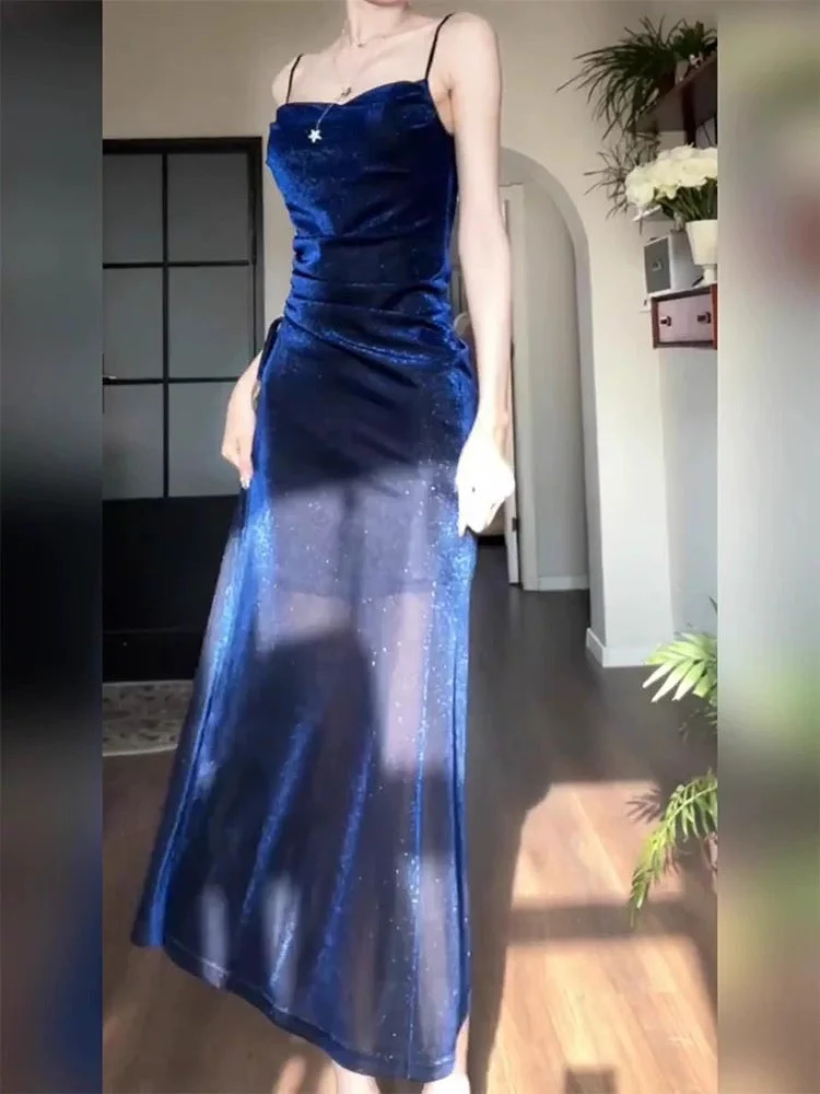 Blaues langes Ballkleid Abendkleid zum 21. Geburtstag cg26107